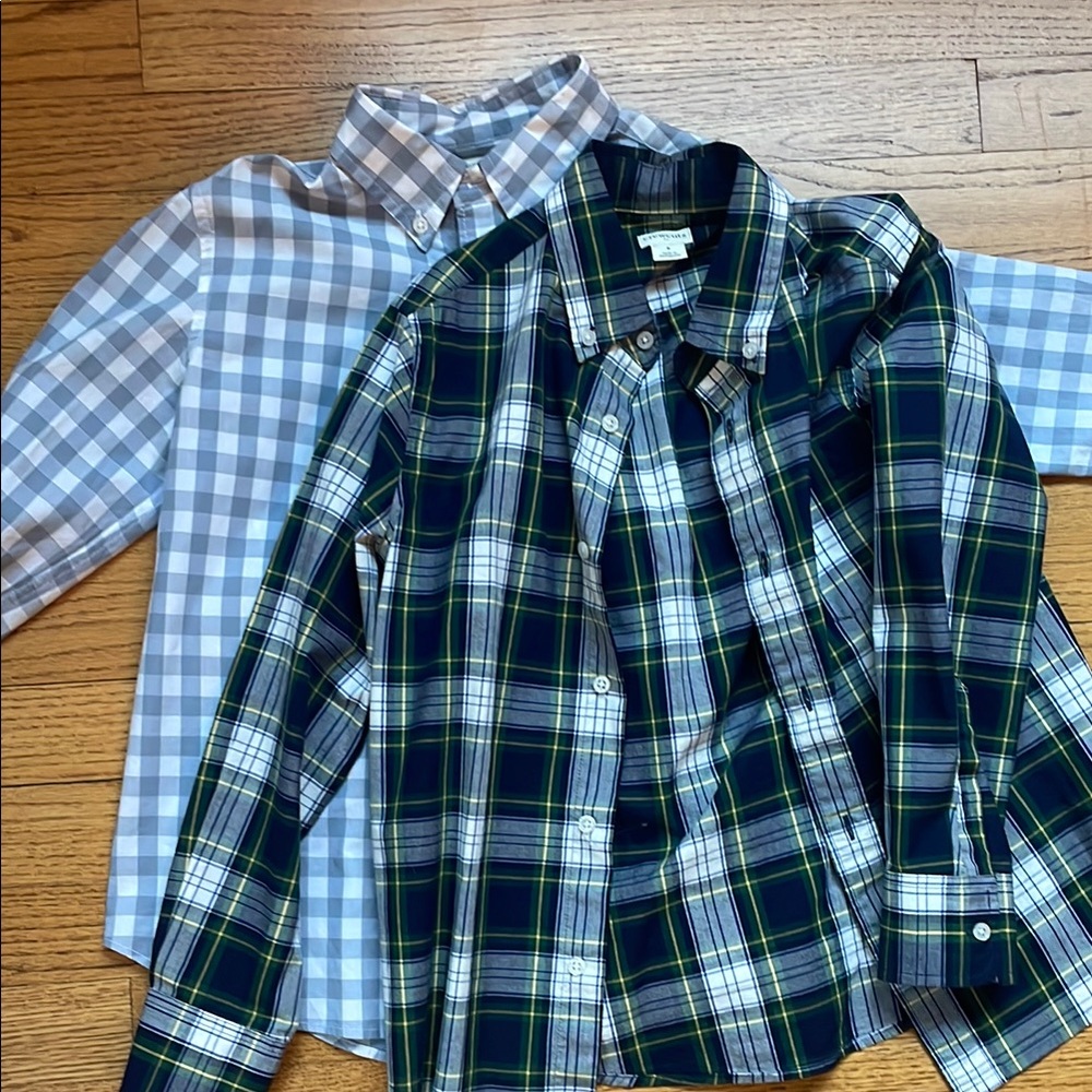Crewcuts Plaid Button Down Shirts - Blue and Green